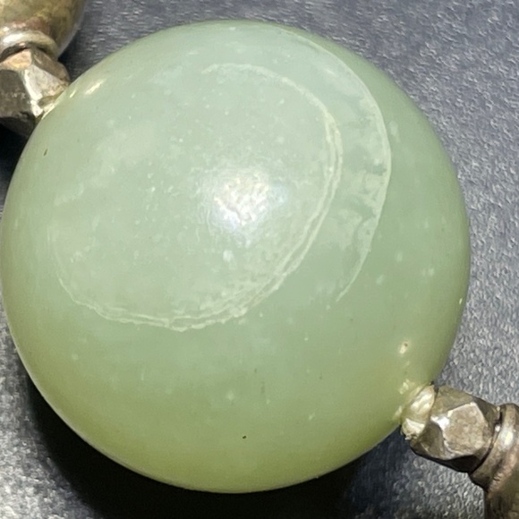 Necklace White Nephrite Jade Fossilized Pumtek Sterling Silver Beads & Clasp - Picture 2 of 8